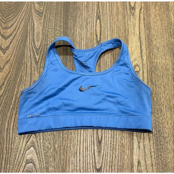 Nike Other - Nike Womens Dri-Fit Racer Back Sports Bra Swoosh Pullover Stretch Blue Size M